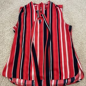 Anne Klein Short Sleeve Striped Blouse